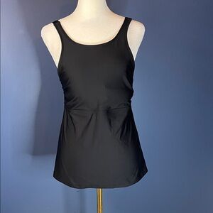 Next black tankini bathing suit top, women's MED, adjustable straps, 2 hook back